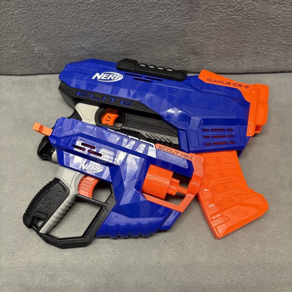 Nerf N Strike Elite Scout MKII Dart Blaster And Rukkus ICS-8 Clip Nerf Gun‎ Toy